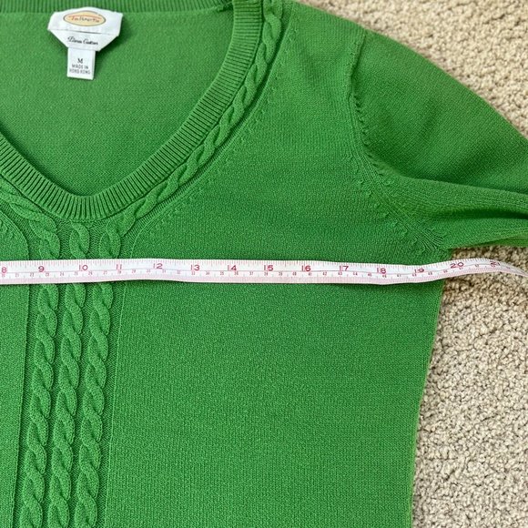 Talbots Emerald Green Women's V Neck Cable Pima Cotton Sweater M - Picture 5 of 5